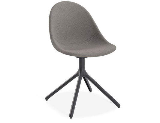 Pebble Fabric Dark Grey Upholstered Chair - Swivel Base - Black-Level-Prime Furniture