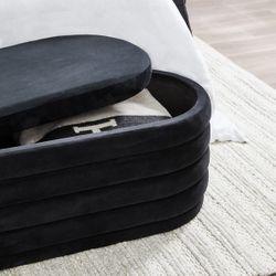 Demi Storage Bench Ottoman - Black Velvet - Ottoman328599320294126776 4