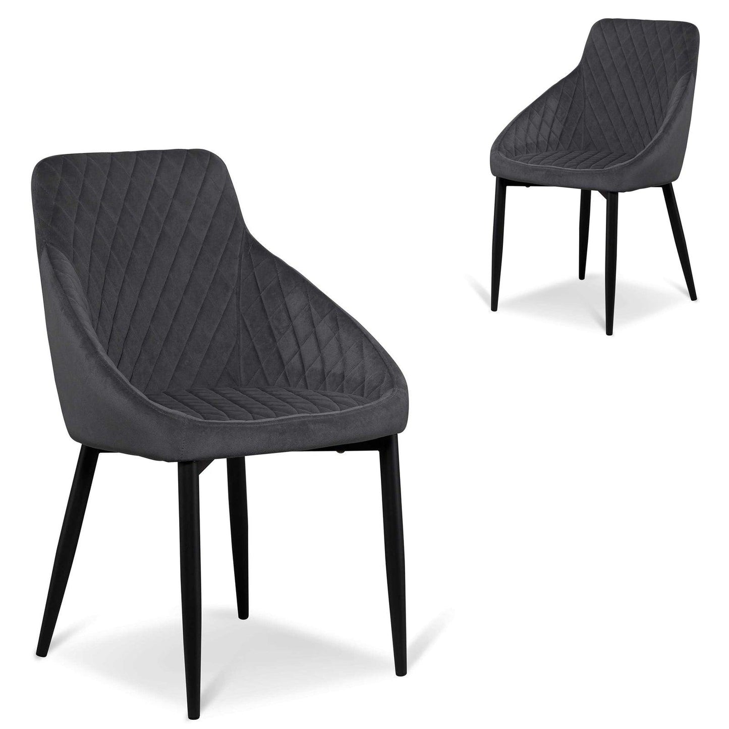 Dining Chair - Grey Velvet in Black Legs (Set of 2) - Dining ChairsDC6571-STx2 1