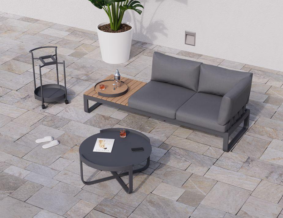 Fino Config B - Outdoor Modular Sofa in Matt Charcoal aluminium with Dark Grey Cushions - C1411232759356182142641 5