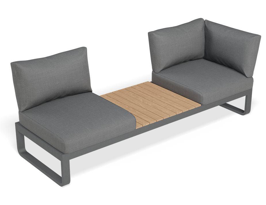 Fino Config B - Outdoor Modular Sofa in Matt Charcoal aluminium with Dark Grey Cushions - C1411232759356182142641 7