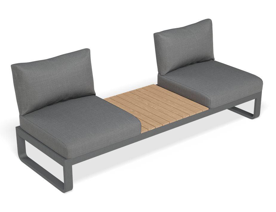 Fino Config B - Outdoor Modular Sofa in Matt Charcoal aluminium with Dark Grey Cushions - C1411232759356182142641 6