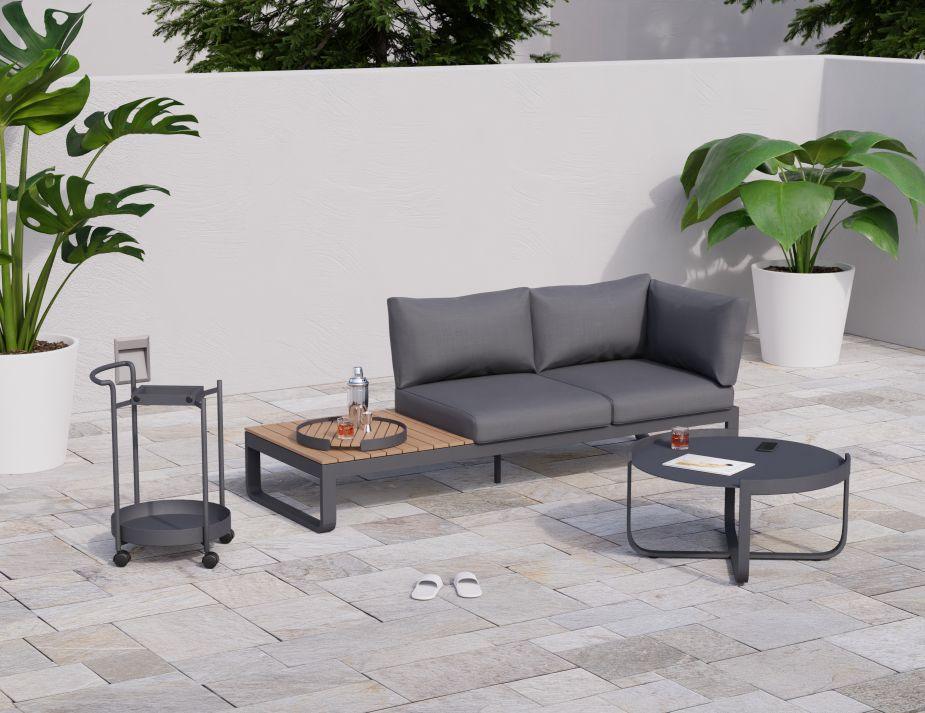 Fino Config B - Outdoor Modular Sofa in Matt Charcoal aluminium with Dark Grey Cushions - C1411232759356182142641 3