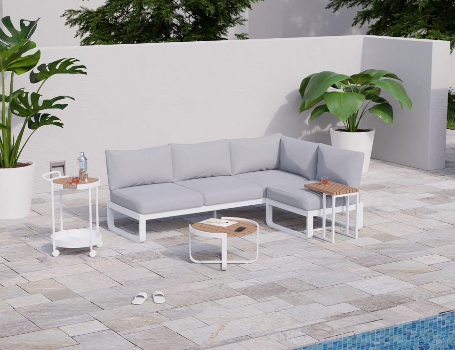 Fino Config C - Outdoor Modular Sofa in Matt White aluminium with Light Grey Cushions - C1411233679356182142658 3