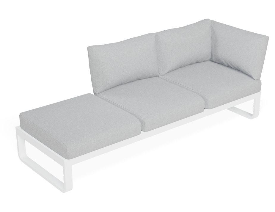 Fino Config C - Outdoor Modular Sofa in Matt White aluminium with Light Grey Cushions - C1411233679356182142658 7