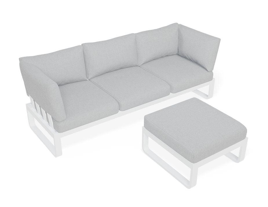 Fino Config C - Outdoor Modular Sofa in Matt White aluminium with Light Grey Cushions - C1411233679356182142658 5