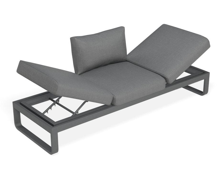 Fino Outdoor 3 Seater Sun Lounge in Matt Charcoal Frame / Dark Grey Fabric - C1412183759356182100047 6