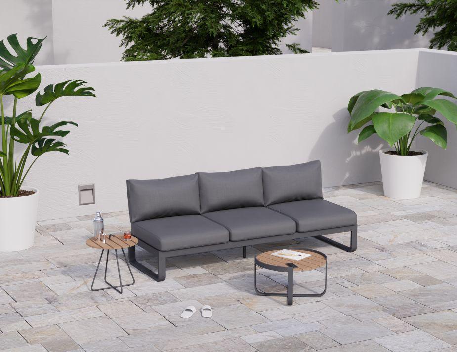 Fino Outdoor 3 Seater Sun Lounge in Matt Charcoal Frame / Dark Grey Fabric - C1412183759356182100047 2