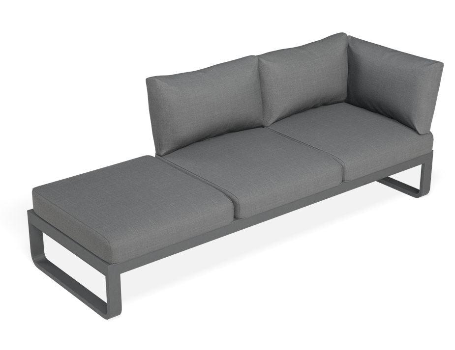 Fino Outdoor 3 Seater Sun Lounge in Matt Charcoal Frame / Dark Grey Fabric - C1412183759356182100047 3