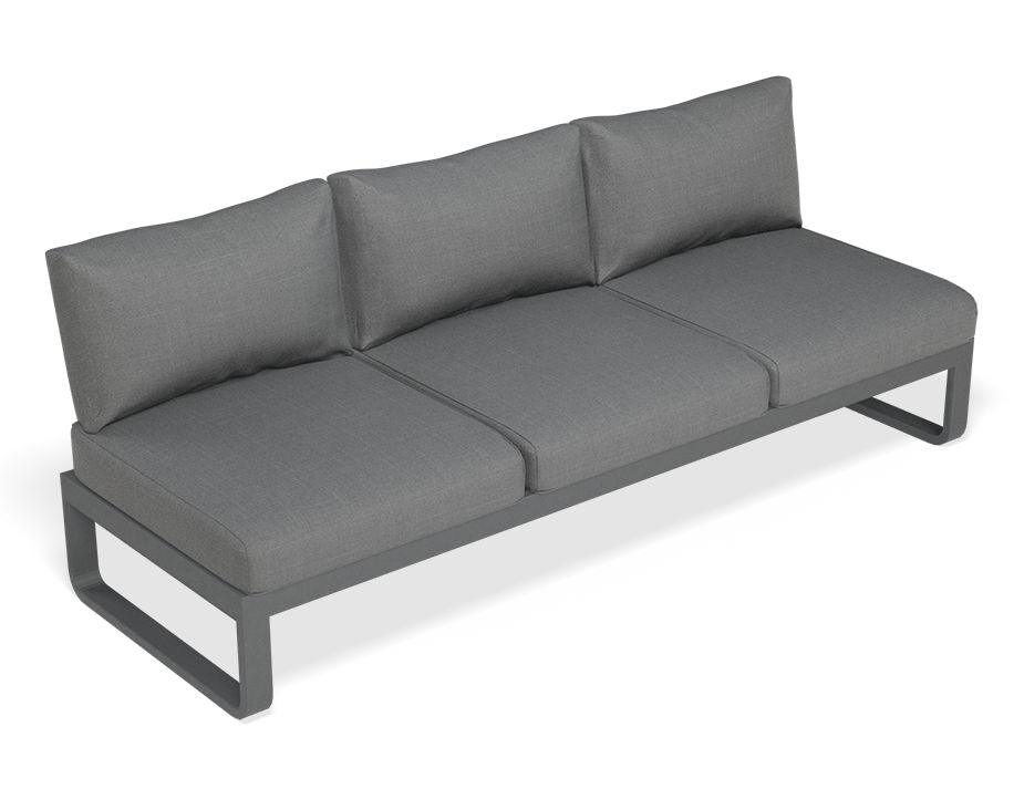 Fino Outdoor 3 Seater Sun Lounge in Matt Charcoal Frame / Dark Grey Fabric - C1412183759356182100047 1