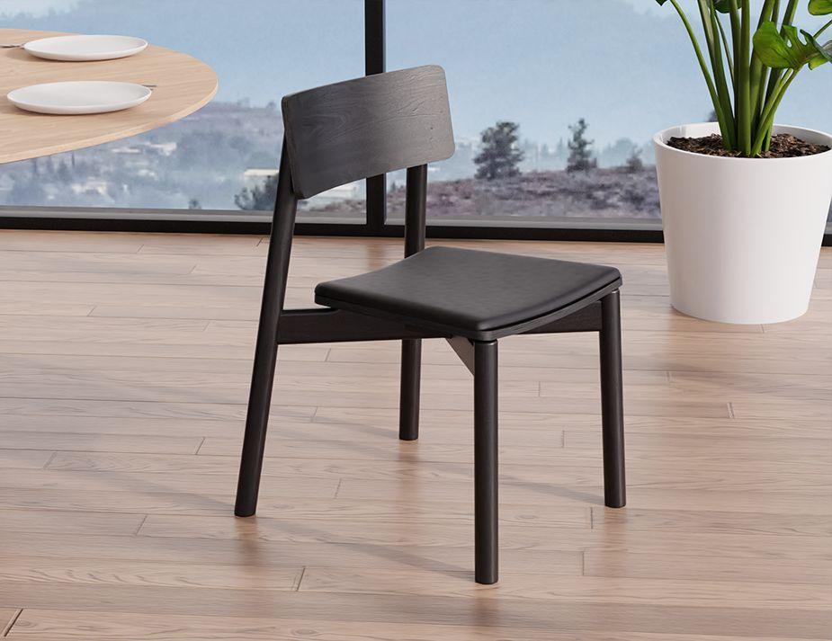 Andi Chair - Black Ash with Pad - Charcoal Fabric Seat Pad-Level-Prime Furniture