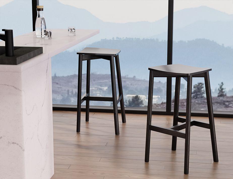 Andi Stool - Black - Backless - 66cm Seat Height (Kitchen Bench height)-Level-Prime Furniture