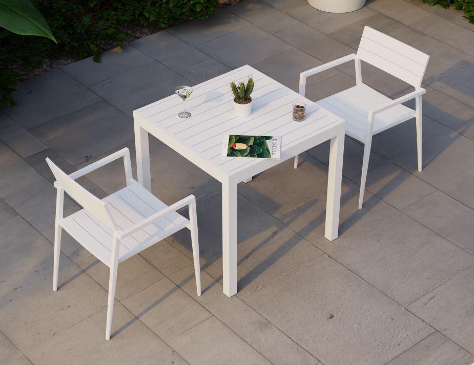 Halki Table Matt White Aluminium 77cm x 77cm - C1412045679356182151353 2