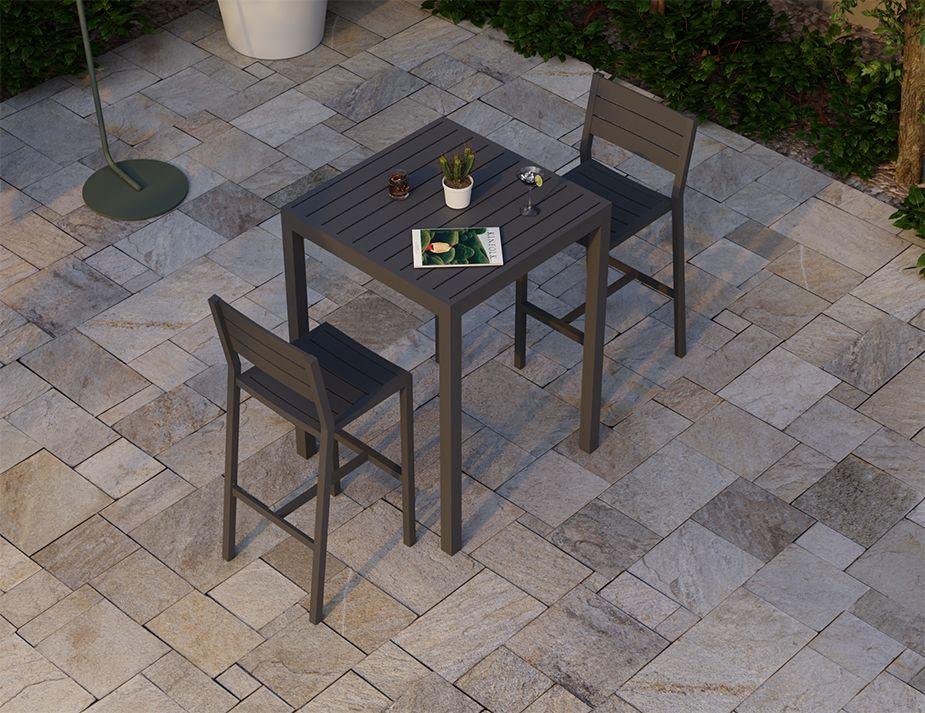 Halki Table - Outdoor - High Bar - Matt Charcoal 77 x 77cm - C1412044759356182099839 2