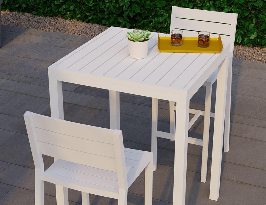 Halki Table - Outdoor - High Bar - Matt White 77 x 77cm - C1412044679356182099822 6