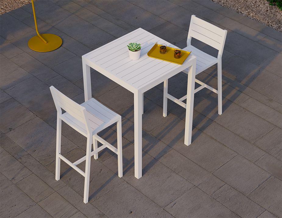 Halki Table - Outdoor - High Bar - Matt White 77 x 77cm - C1412044679356182099822 2