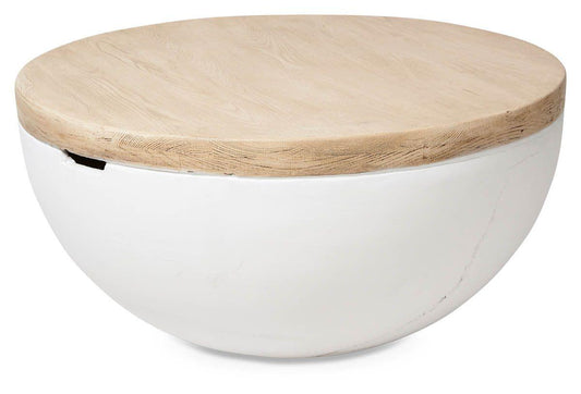 Hamptons Indoor/Outdoor Round Coffee Table Light Oak/White YS01 - Coffee TableYS019332092115906 1