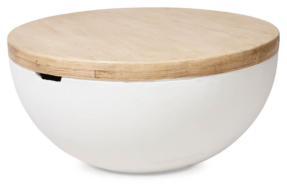 Hamptons Indoor/Outdoor Round Coffee Table Light Oak/White YS01 - Coffee TableYS019332092115906 2