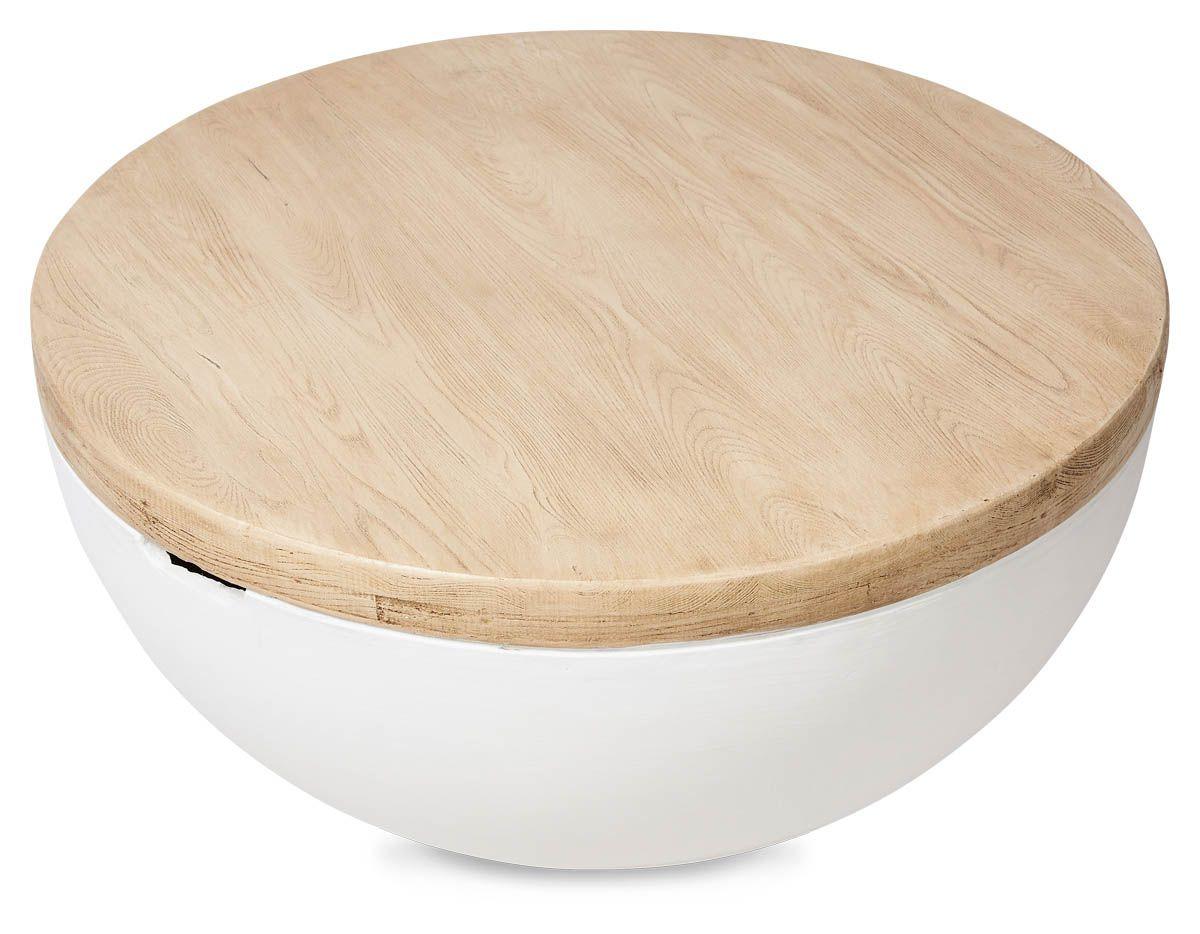 Hamptons Indoor/Outdoor Round Coffee Table Light Oak/White YS01 - Coffee TableYS019332092115906 3