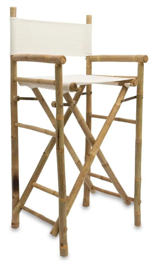 HG Living Bamboo Bar Stool Directors Chair Ivory/Natural KL08 - Bar/CounterKL089332092104597 1