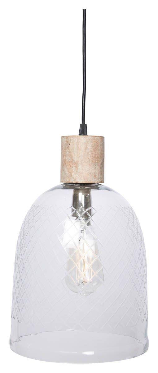 HG Living Byron Curved Cut Glass And Wood Pendant Light - Clear/White Wash - Pendant LightVE509332092116880 2