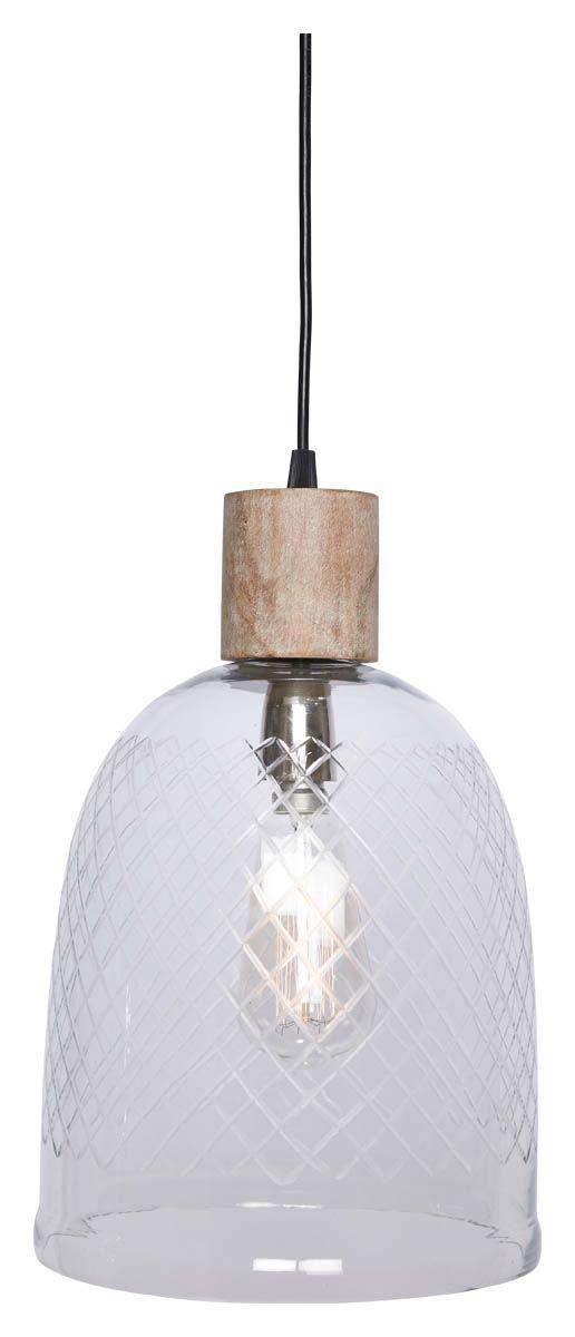 HG Living Byron Curved Cut Glass And Wood Pendant Light - Clear/White Wash - Pendant LightVE509332092116880 1