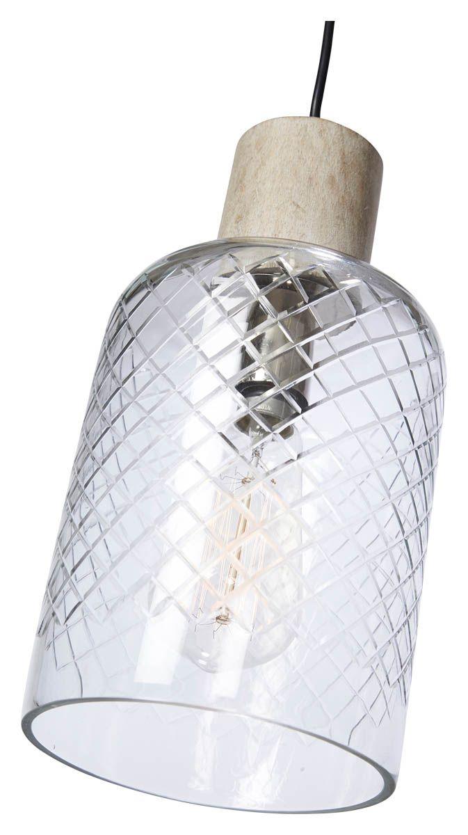 HG Living Byron Tubular Cut Glass And Wood Pendant Light Clear/White Wash VE51 - Pendant LightVE519332092116897 5