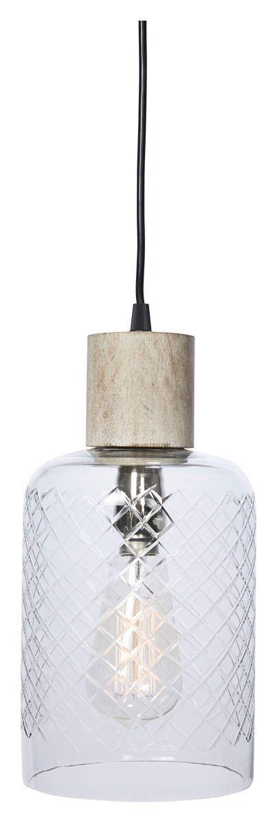 HG Living Byron Tubular Cut Glass And Wood Pendant Light Clear/White Wash VE51 - Pendant LightVE519332092116897 1