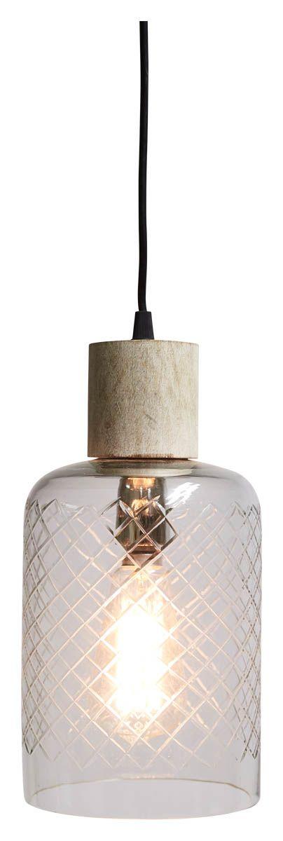 HG Living Byron Tubular Cut Glass And Wood Pendant Light Clear/White Wash VE51 - Pendant LightVE519332092116897 3