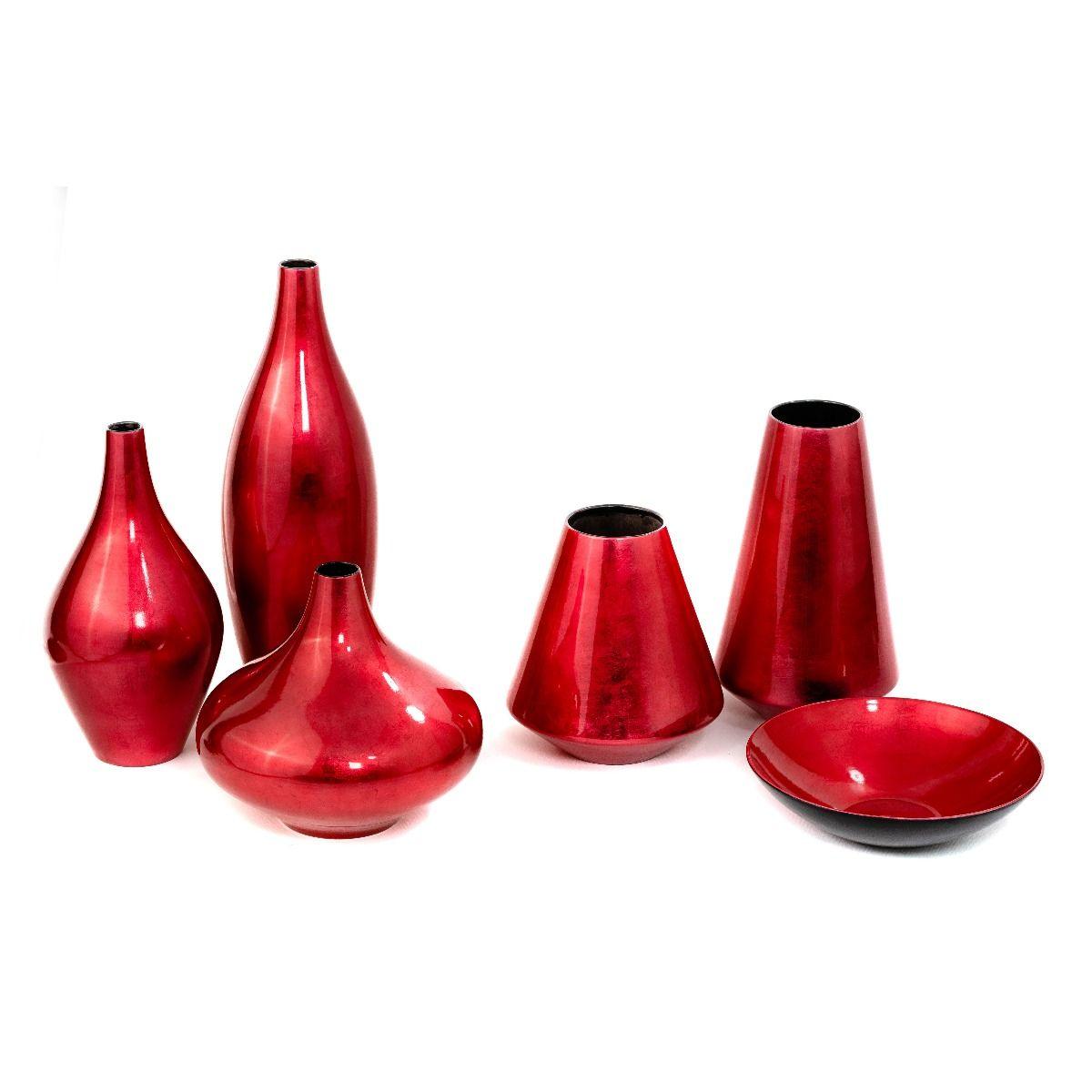 HG Living Ceramic Lacquer Vase Tall - Red TD249 - VasesTD2499332092133337 4
