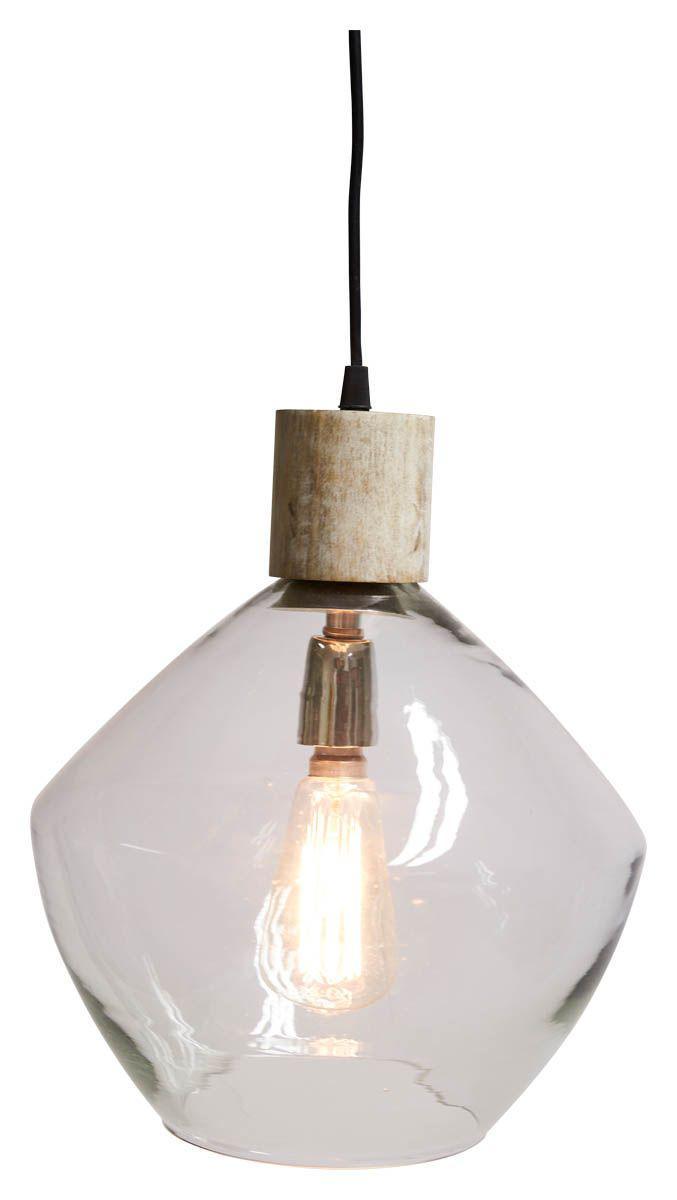 HG Living Classic Glass And Wood Pendant Light Clear/White Wash VE44 - Pendant LightVE449332092116828 2