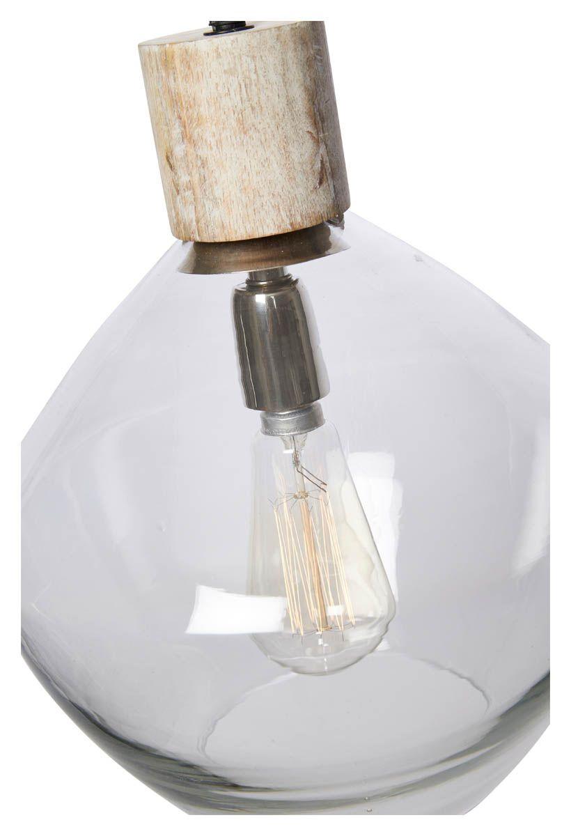 HG Living Classic Glass And Wood Pendant Light Clear/White Wash VE44 - Pendant LightVE449332092116828 3