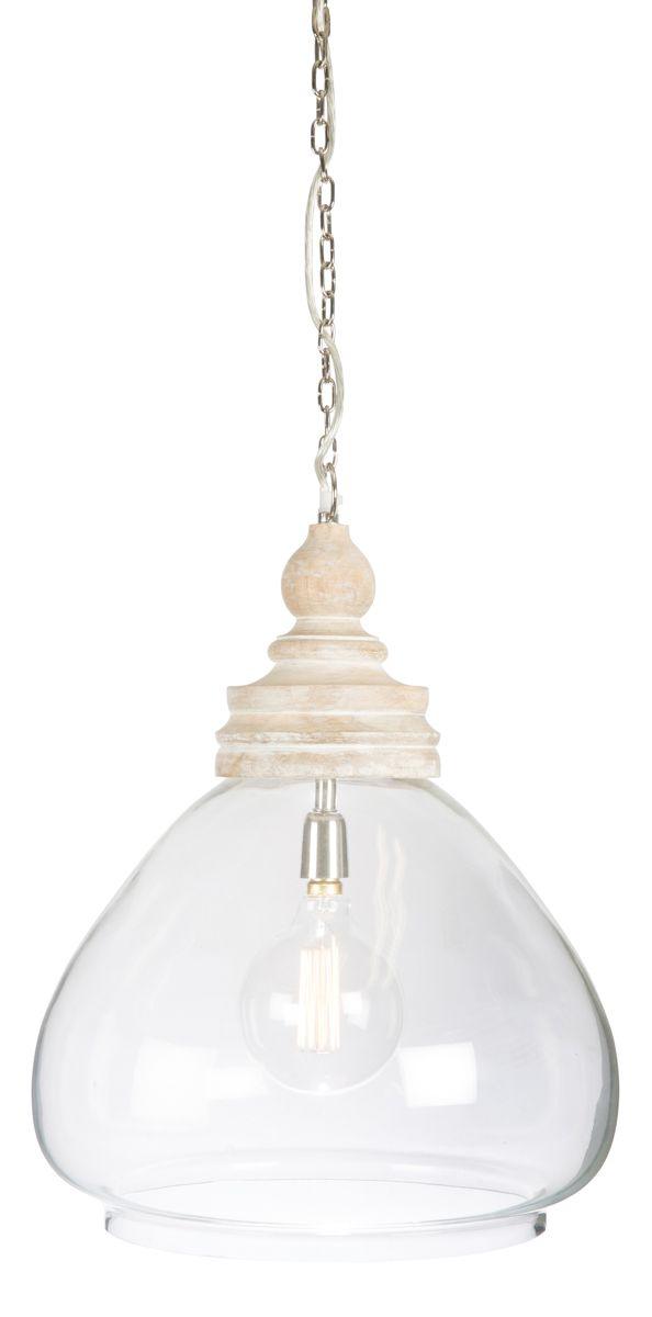 HG Living Hamptons Clear Glass And Wood, Pendant Light - Pendant LightVE179332092085957 1