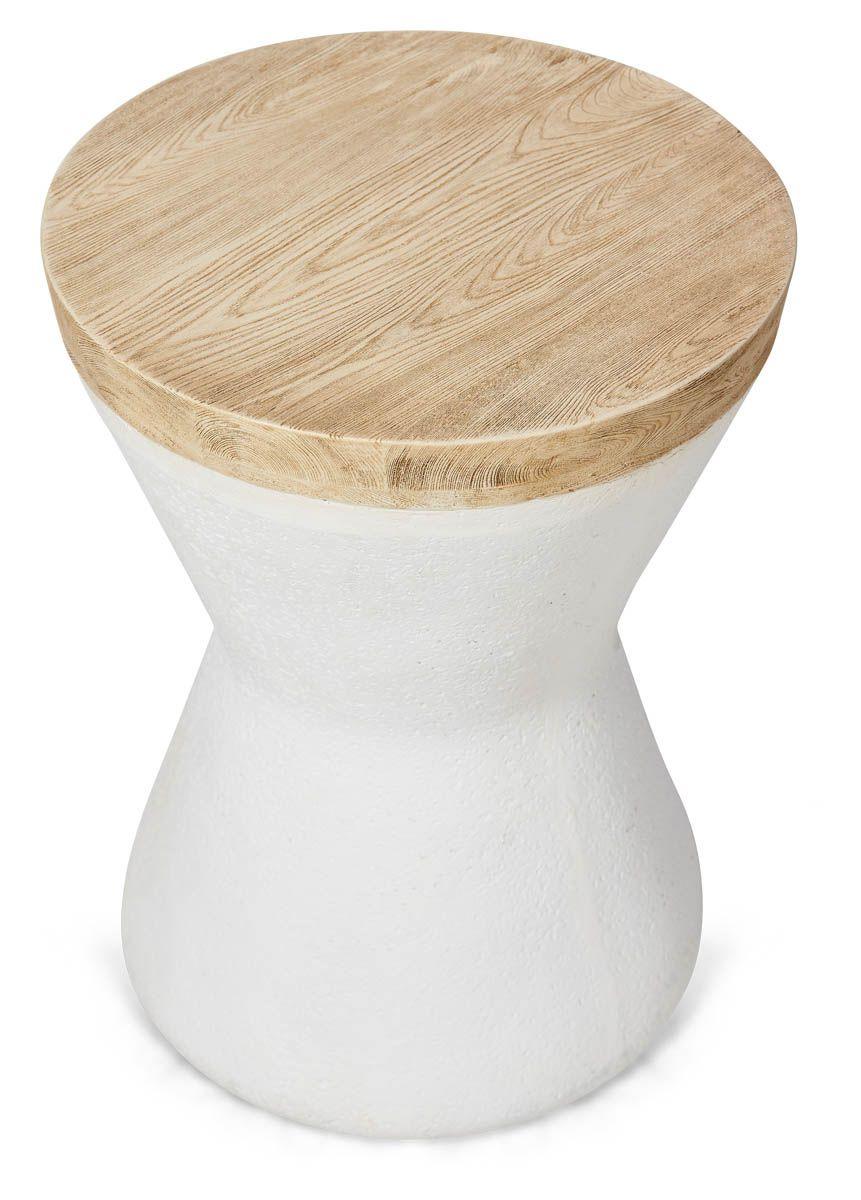 HG Living Hampton's Indoor/Outdoor Round Faux Wood Side Table Light Oak/White - Side TableYS039332092115920 2