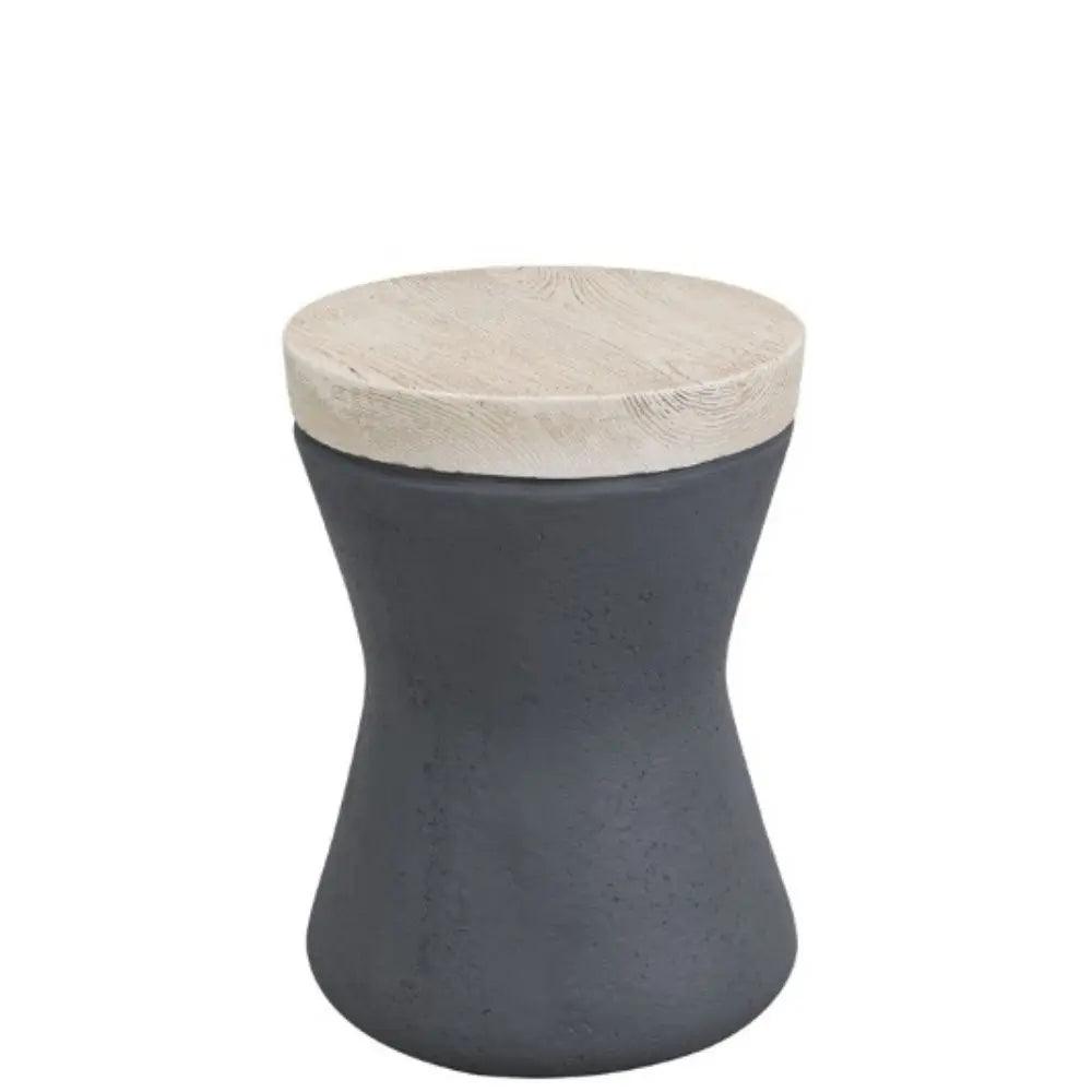 HG Living Hampton's Indoor/Outdoor Round Stool Light Oak/Grey YS08 - OttomanYS089332092122065 1