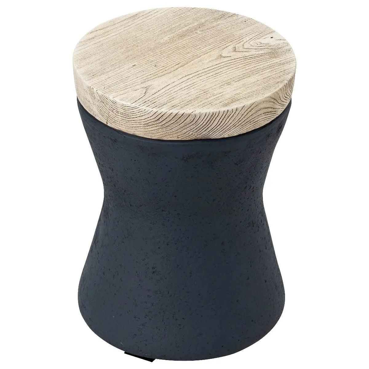 HG Living Hampton's Indoor/Outdoor Round Stool Light Oak/Grey YS08 - OttomanYS089332092122065 5