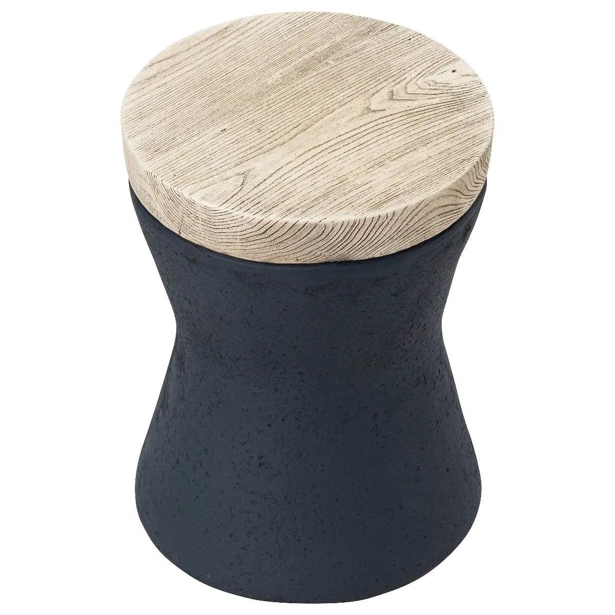 HG Living Hampton's Indoor/Outdoor Round Stool Light Oak/Grey YS08 - OttomanYS089332092122065 3