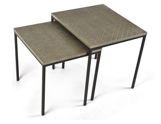 HG Living Jaipur Set Of 2 Iron Square Tables Silver MM08 - Coffee TableMM089332092123444 5