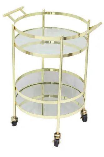 HG Living Manhattan Round Stainless Steel And Glass Mirror Bar Cart Gold - Bar TrolleysAF039332092121815 1