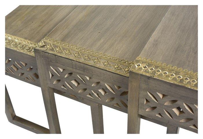 HG Living Noida Set Of 3 Wood And Brass Nested Tables Brown Multi MM06 - Side TableMM069332092123420 2