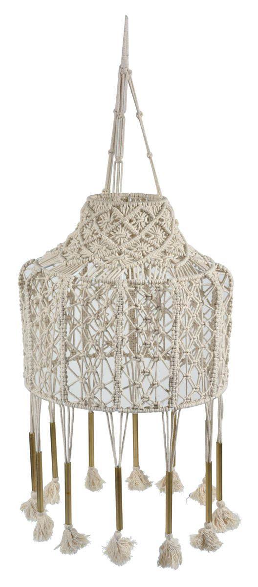 HG Living Noosa Macrame Round Pendant Light With Tassels - Off White IP02 - Pendant LightIP029332092124373 1