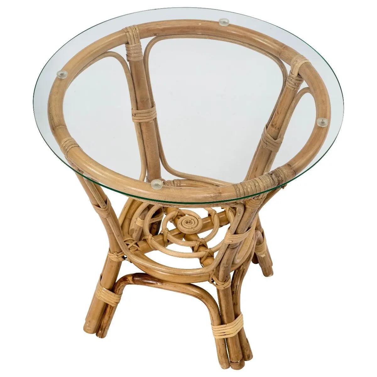 HG Living Papasan Rattan Glass Table Natural WI09 - Bed SidesWI099332092133610 4