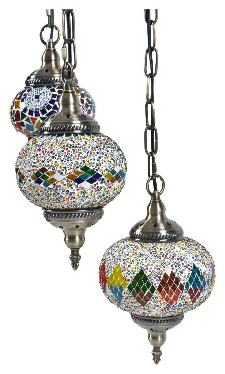 HG Living Sai Morroccan Set Of 3 Multi Colour Handling Pendant - Multi Coloured FN01 - Pendant LightFN019332092125127 2