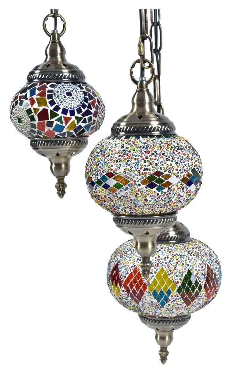 HG Living Sai Morroccan Set Of 3 Multi Colour Handling Pendant - Multi Coloured FN01 - Pendant LightFN019332092125127 1