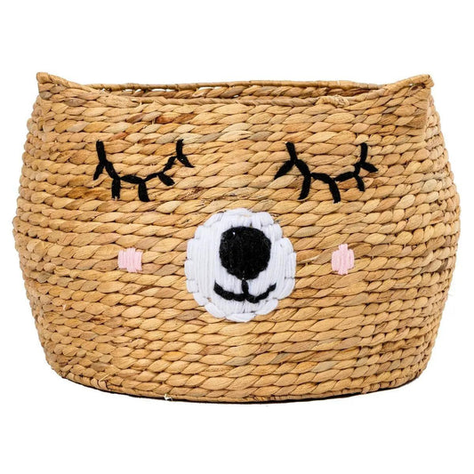 HG Living Teddy Water Hyacinth Toy Basket Natural/Black/White - Baby FurnitureGV279332092134112 1