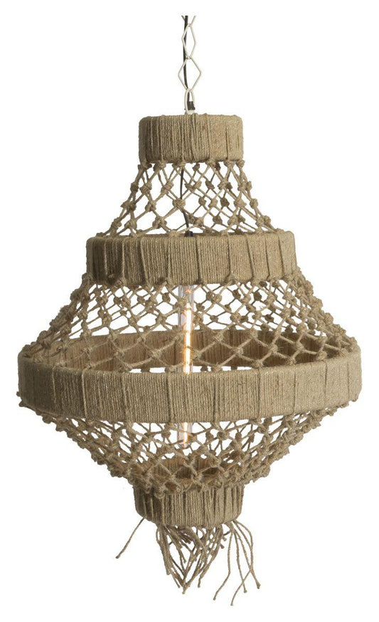 HG Living Three Tier Jute And Iron Chandelier MS27 - Pendant LightMS279332092110536 1