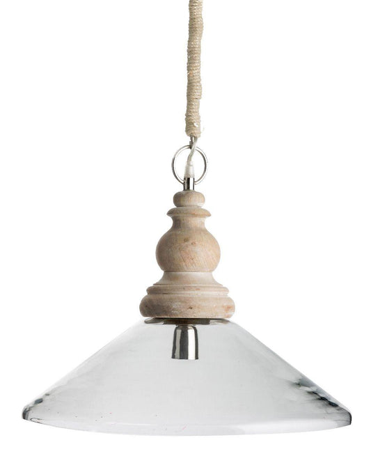 HG Living Transparent Glass And Wood Pendant Lamp - Pendant LightVE259332092086039 1