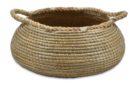 HG Living Ubud Round Low Mendong Basket With Handles Natural IU144 - Storage BasketsIU1449332092125370 1