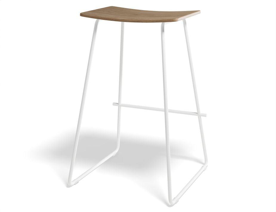 Hudson Stool - White - Natural-Level-Prime Furniture