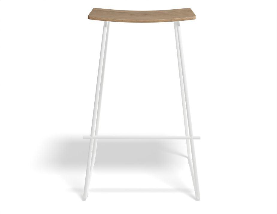 Hudson Stool - White - Natural-Level-Prime Furniture